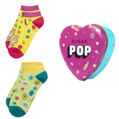 A Pair of 2 Unisex Socks + Heart Shaped Box
