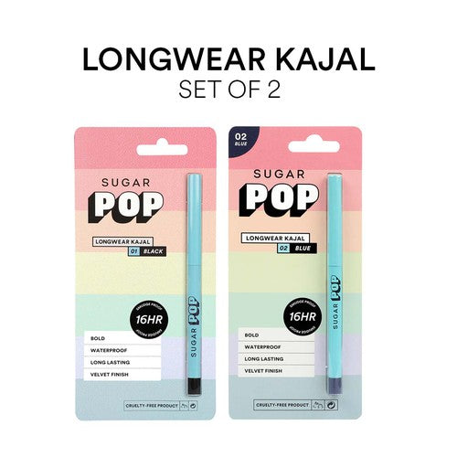 SUGAR POP Longwear Kajal - Set of 2 (Black + Blue)