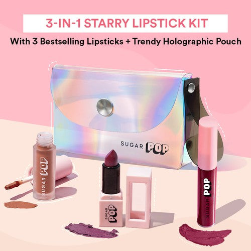 3-in-1 Starry Lipstick Kit (+free holographic pouch)