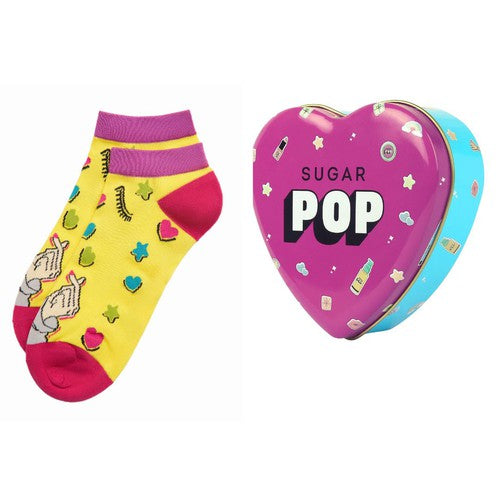 Ankle Length Yellow Sock - Pack of 1 + Heart Tin Box
