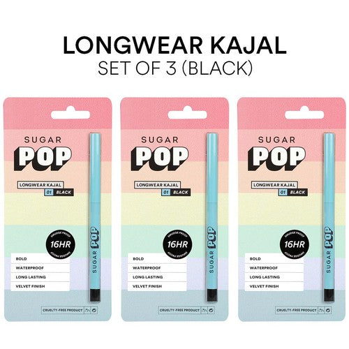SUGAR POP Longwear Kajal - Set of 3 (Black)