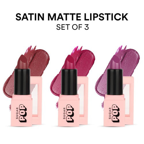 SUGAR POP Satin Matte Lipstick - Set of 3 - Offer