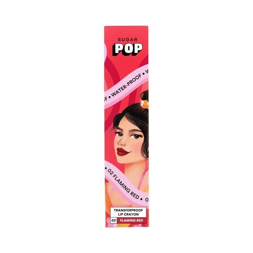 SUGAR POP Transferproof Lip Crayon 02 Flaming Red