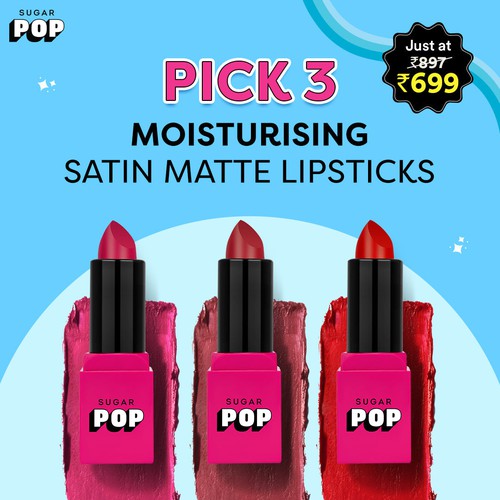Set of 3 Satin Matte Lipstick