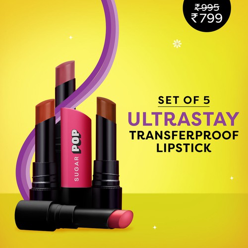 Set of 5 Kissproof Lipsticks